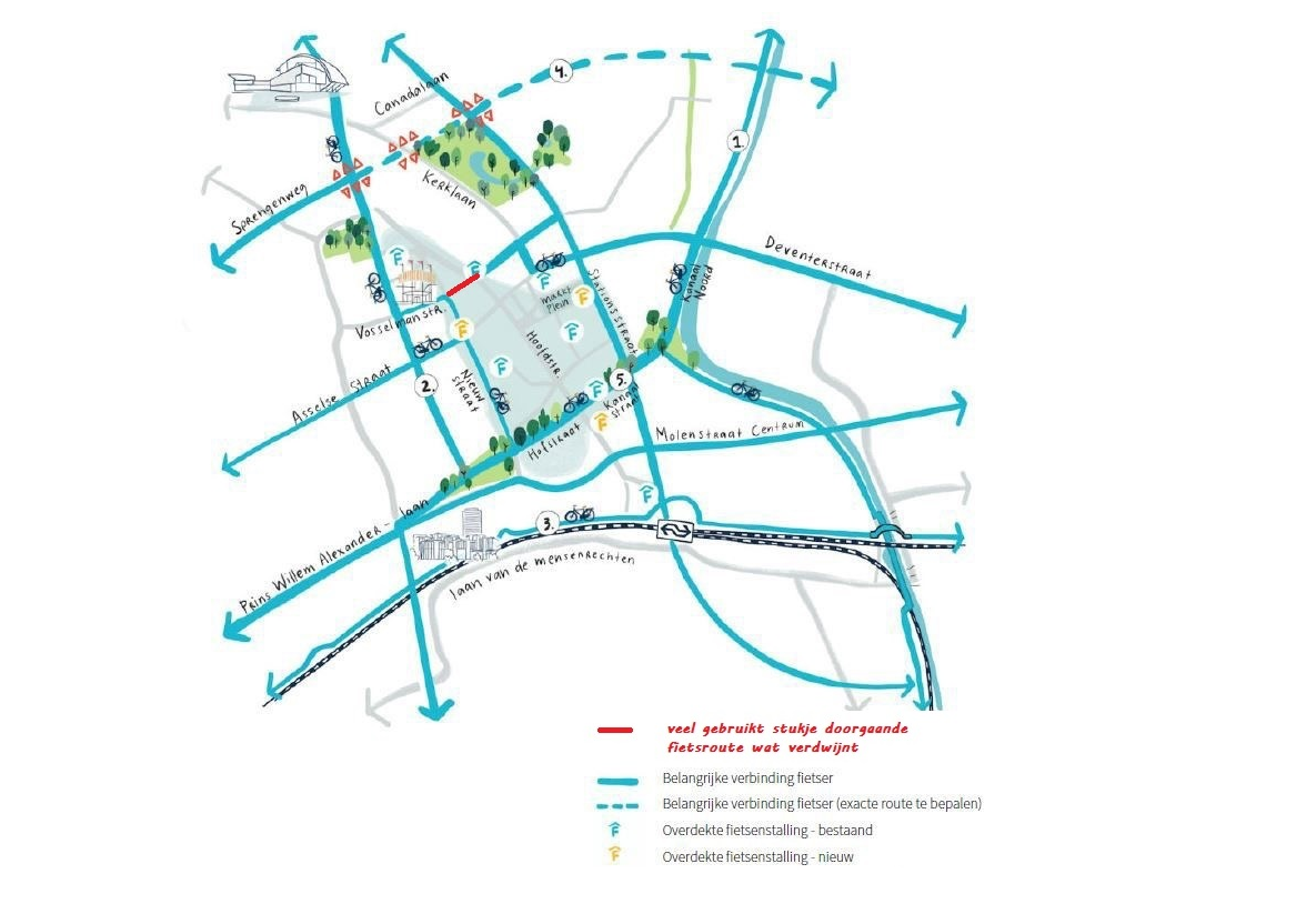 Fietskaart met markering Kapelstraat